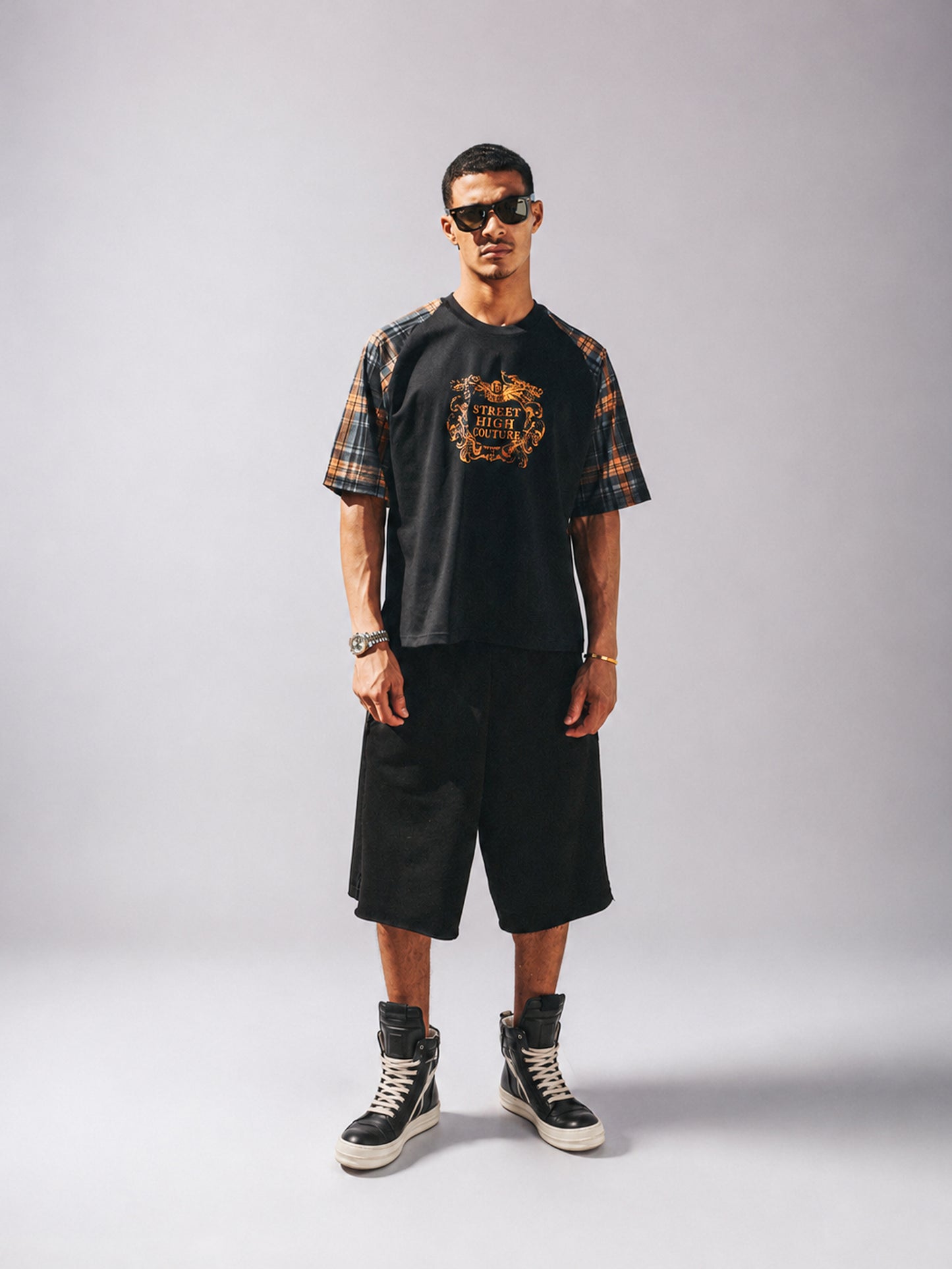 SHC Black Plaid Shorts