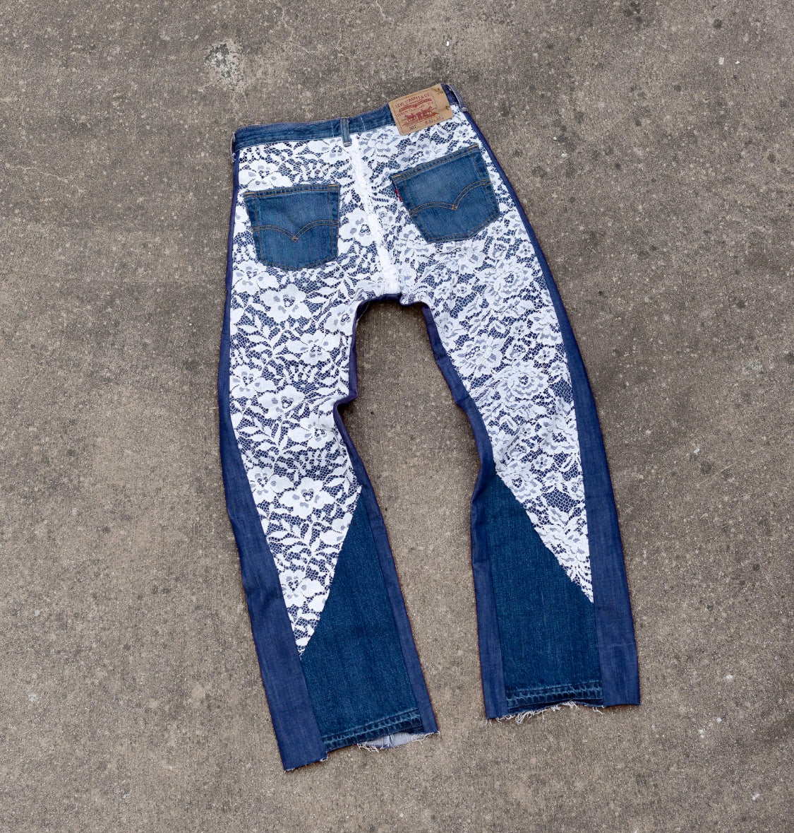 PANTS DENIM BLU & WHITE LACE