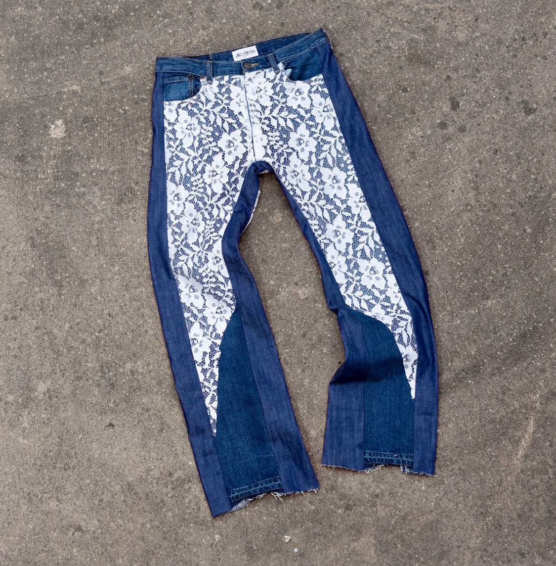PANTS DENIM BLU & WHITE LACE