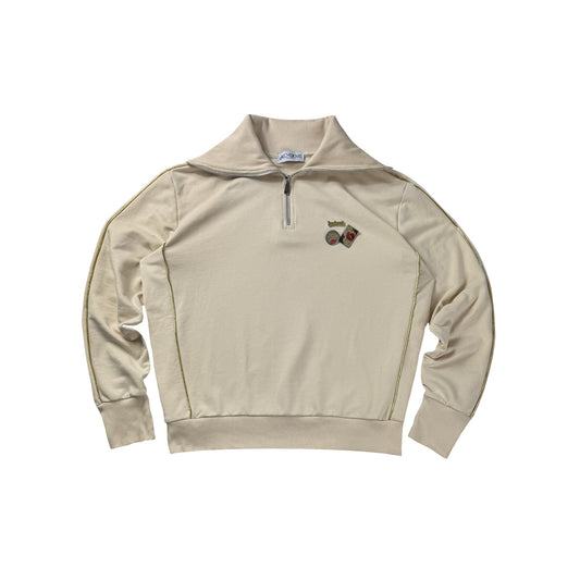 PINS HALFZIP OFF WHITE/GOLD