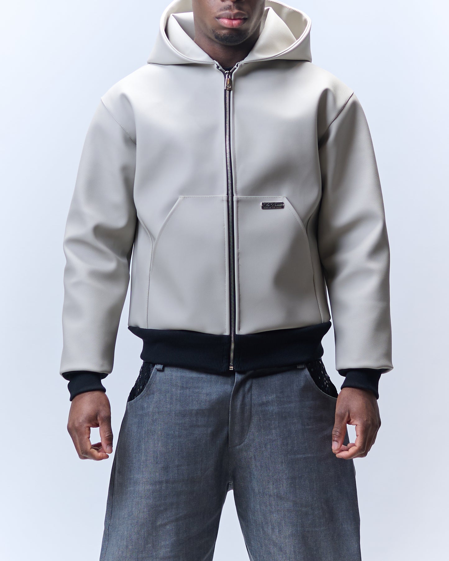 LD x GREY LEATHER JACKET