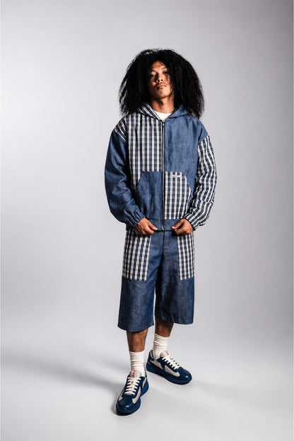 SPLIT CHECK JACKET - on model uomo fronte