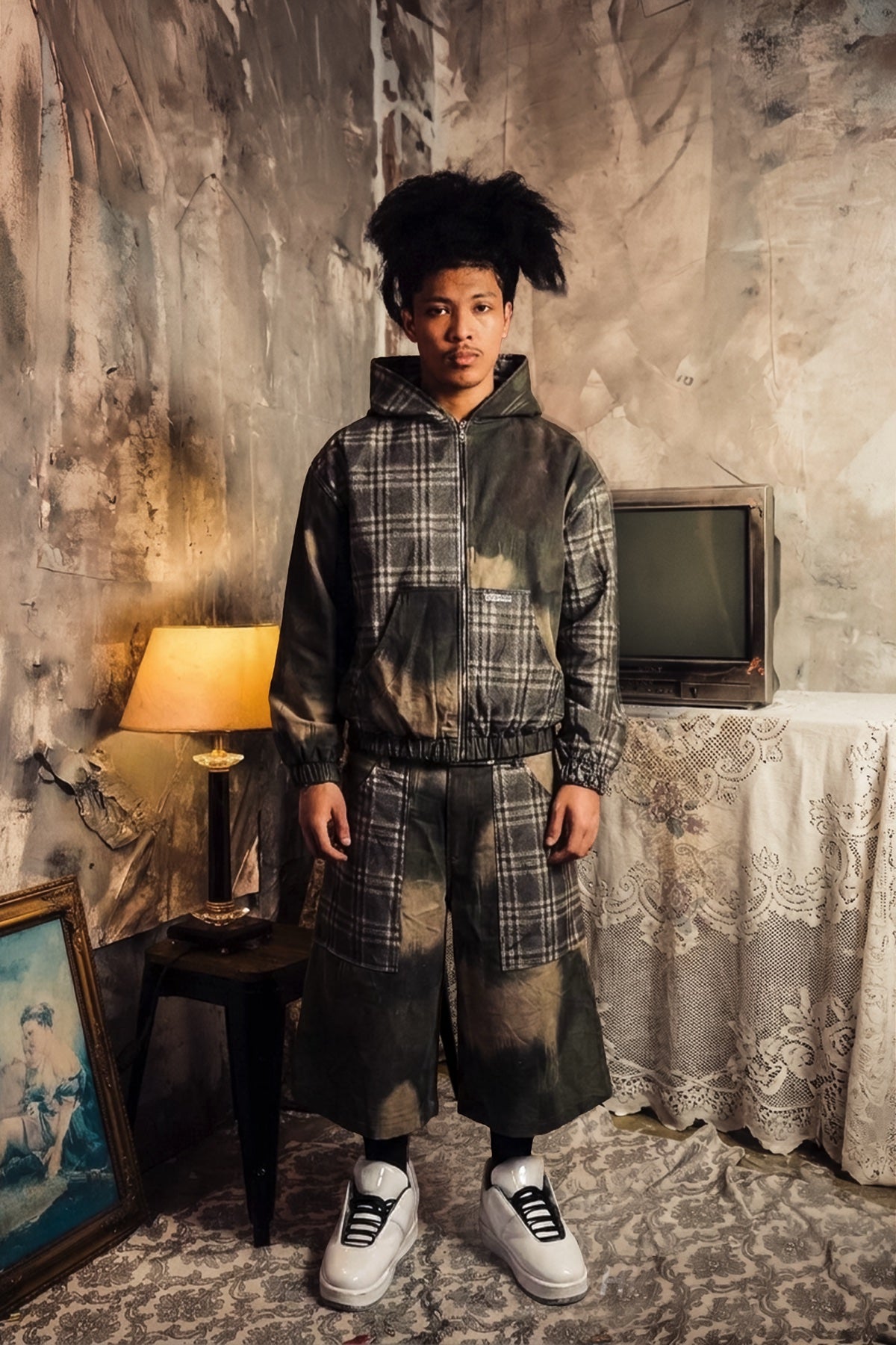 SPLIT CAMO CHECK JACKET - editoriale uomo