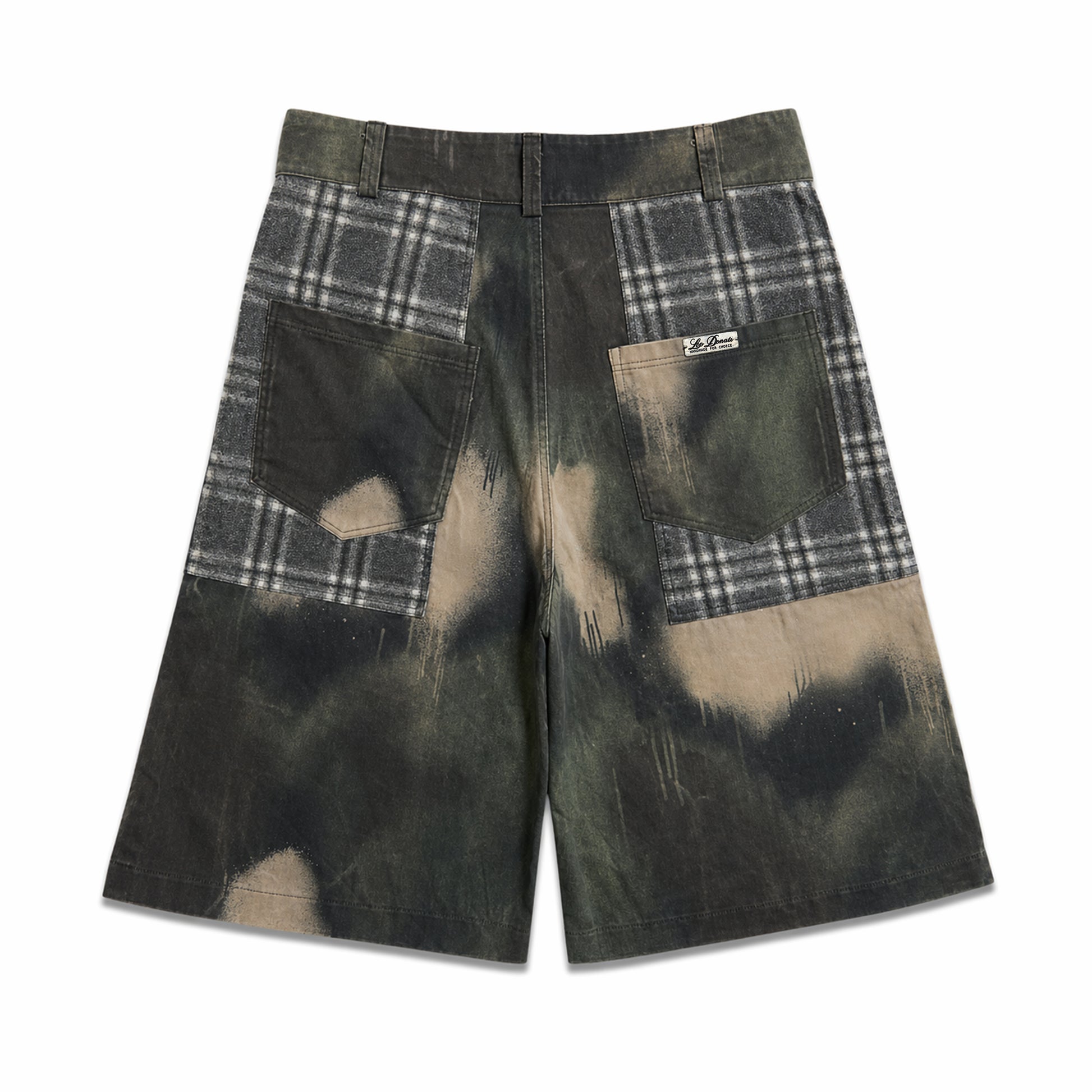 SPLIT CAMO CHECK SHORTS - retro