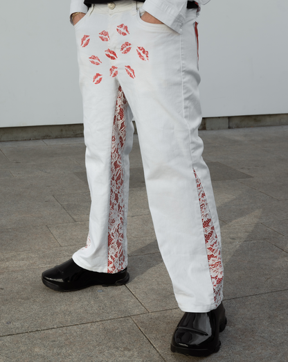 TAKE OFF LIPSTICK | JEANS WHITE & RED
